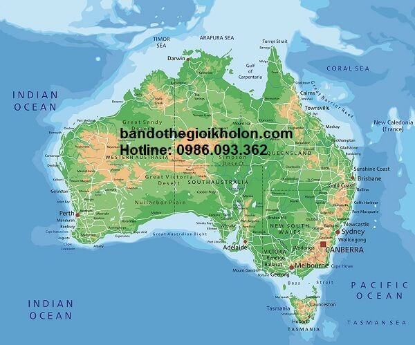 Bản đồ nước Úc khổ lớn