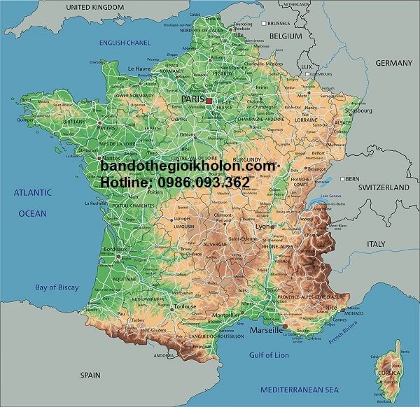 Bản đồ nước Pháp khổ lớn