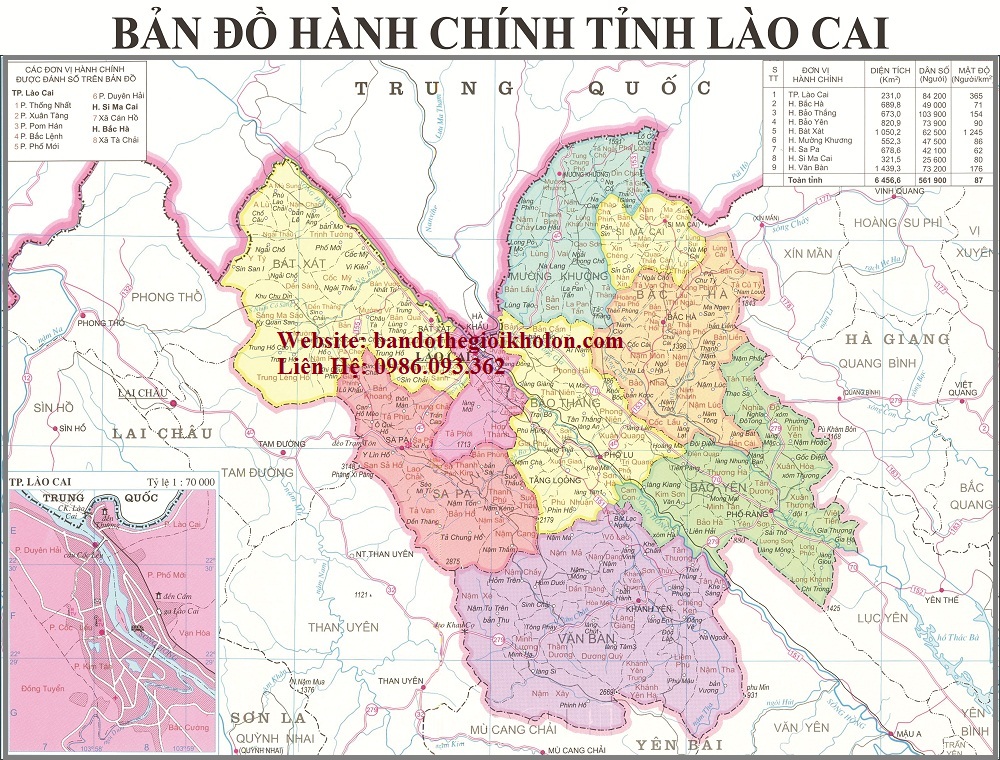 Bản đồ hành chính Lào Cai khổ lớn
