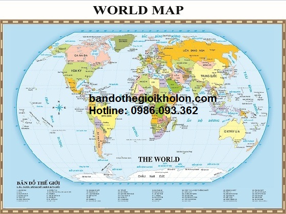 Bản đồ thế giới khổ lớn mẫu 1