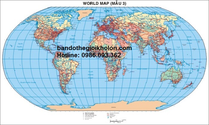 Bản đồ thế giới khổ lớn mẫu 3