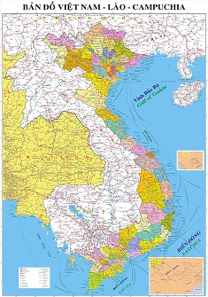 Bản đồ Việt Nam - Lào - Campuchia khổ lớn