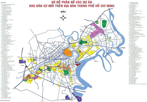 Bản đồ phân bố các dự án trên địa bàn thành phố Hồ Chí Minh