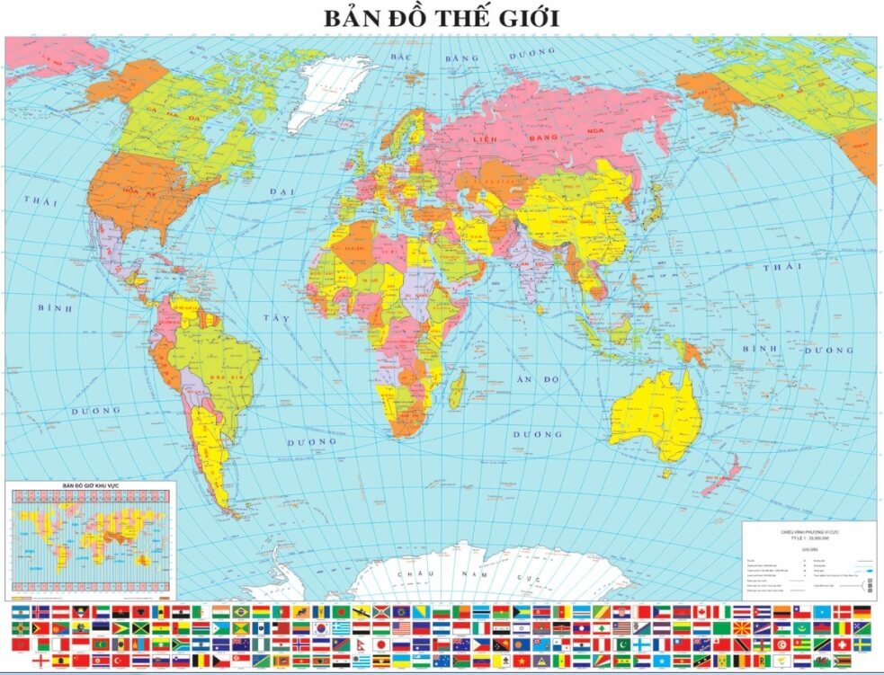 Bản đồ thế giới tiếng Việt thích hợp cho việc dạy học