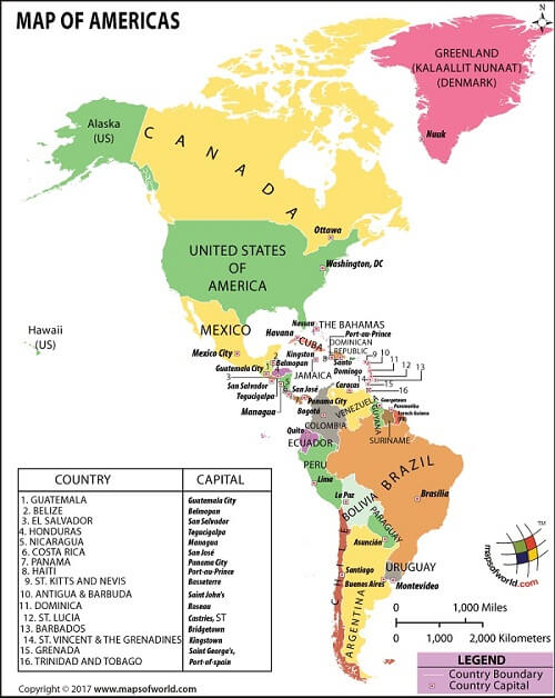Bản đồ Châu Mỹ bao gồm bao nhiêu quốc gia