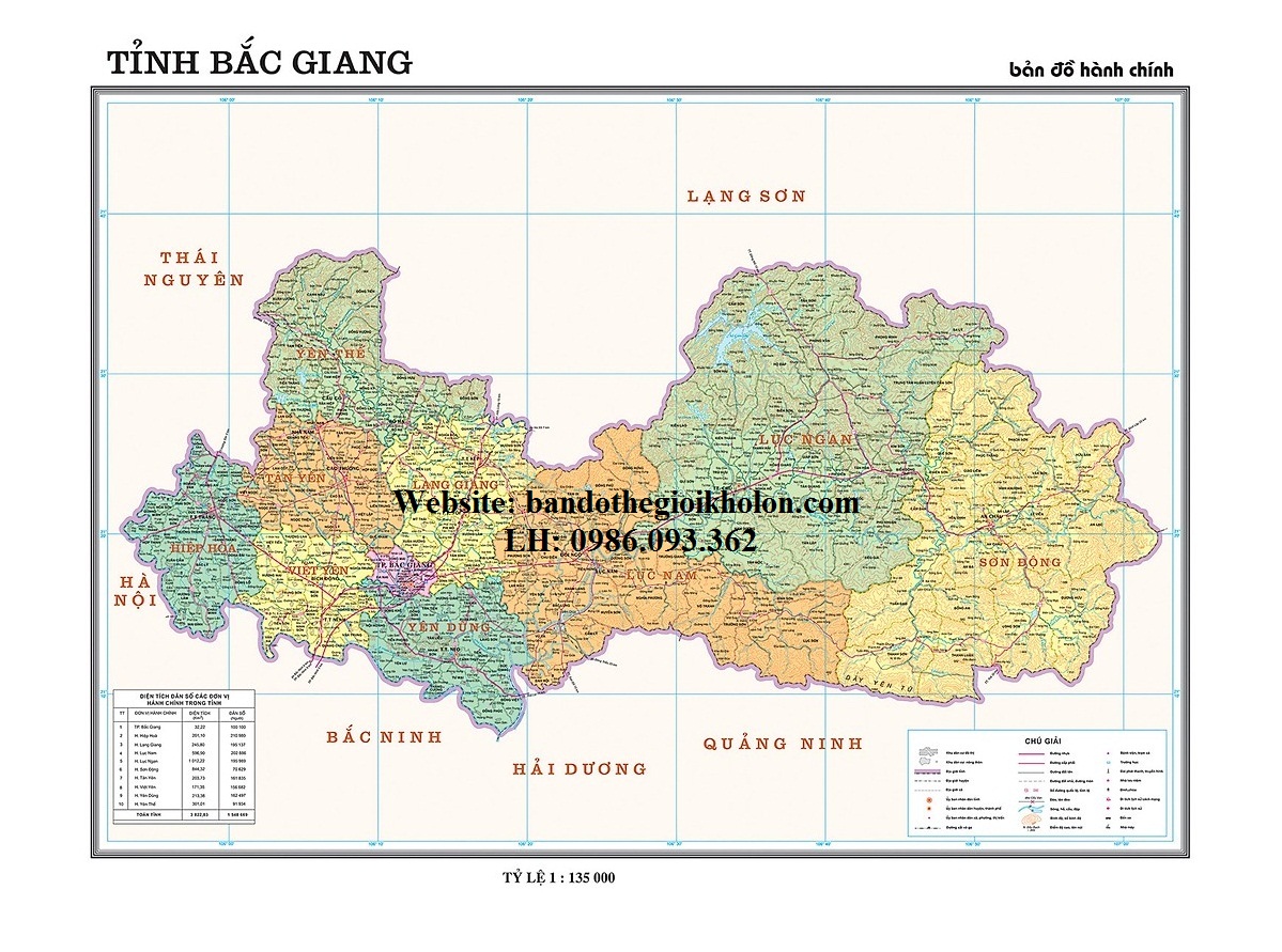 Bản Đồ Tỉnh Bắc Giang