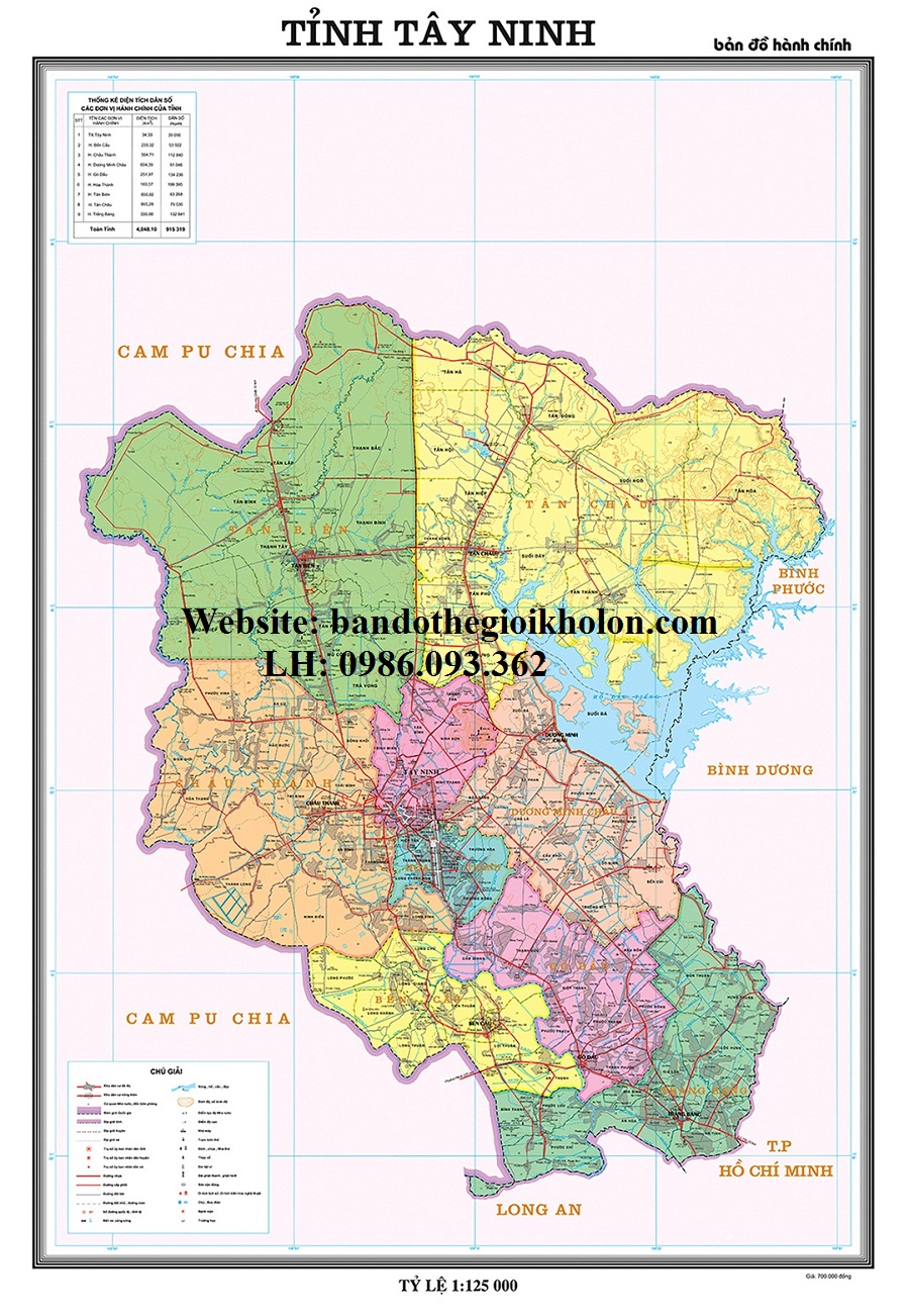 Bản Đồ Tỉnh Tây Ninh Khổ A0