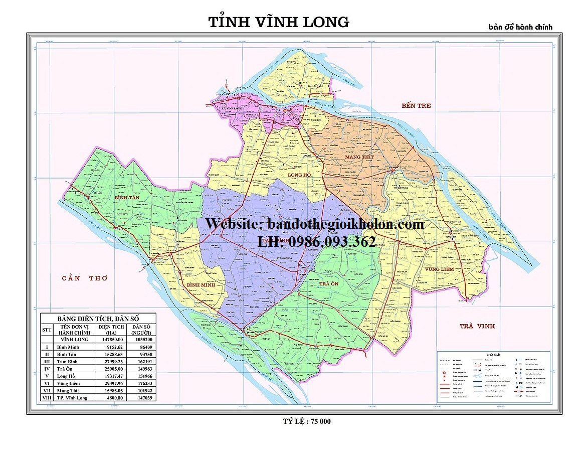 Bản Đồ Tỉnh Vĩnh Long Khổ A0