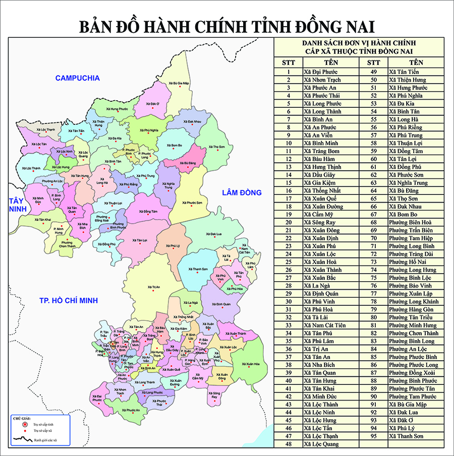 Bản Đồ Tỉnh Đồng Nai Mới Nhất Sau Sáp Nhập